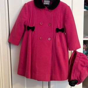 Rothschild Fuchsia Pea Coat with Black Details